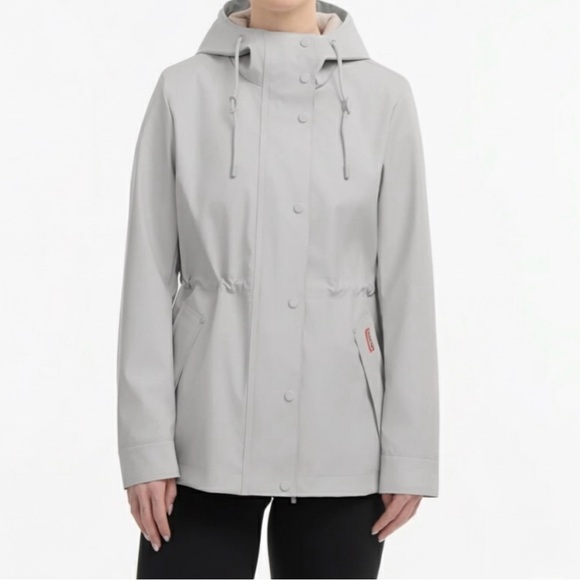 Hunter Jackets & Blazers - Hunter Abbey Short Rubberized Rain Jacket Light Gray Medium Waterproof Coat